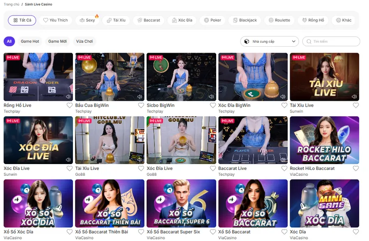 Đa Dạng Các Tựa Game Tại Sảnh Live Casino Bin88 Đổi Thưởng Cực Khủng