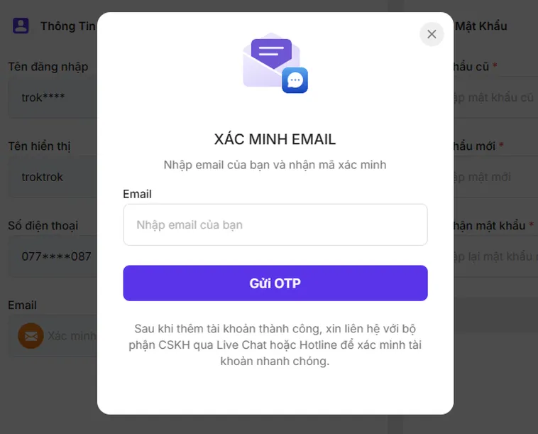 Xác Thực Email Để Tăng Mức Bảo Mật Cho Tài Khoản Của Bạn